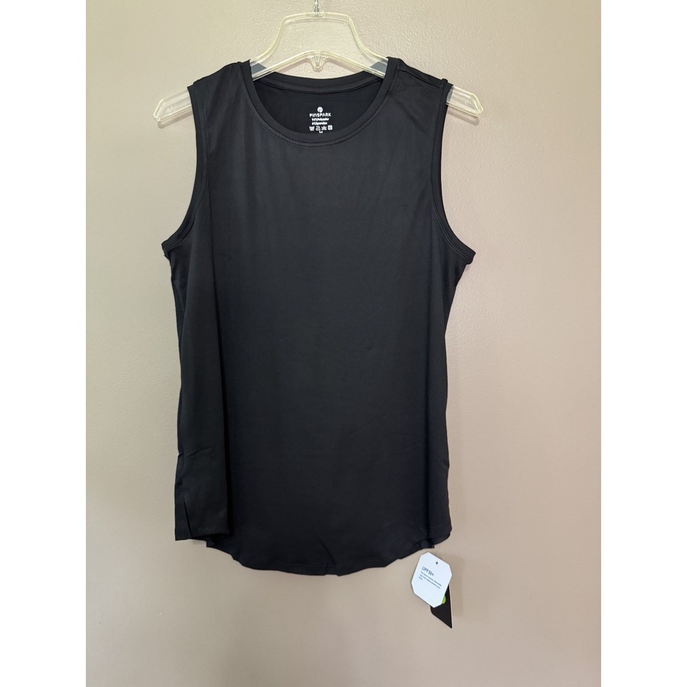 Pinspark Women Black Athletic Tank Top Moisture Wicking UPF 50+ Size M